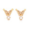 Brass Micro Pave Cubic Zirconia Pendants, Butterfly, Nickel Free, Long-Lasting Plated, Real 18K Gold Plated, 21x18.5x4mm, Hole: 1.2mm