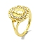 Brass with Cubic Zirconia Open Cuff Ring, Cadmium Free & Nickel Free & Lead Free, Virgin Mary, Real 18K Gold Plated, Inner Diameter: 17mm