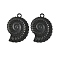 Ion Plating(IP) 304 Stainless Steel Pendants, Spiral Shell Charm, Black, 30x21.5x2.6mm, Hole: 3mm