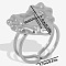 Heart 304 Stainless Steel Fashion Double Layers Cuff Open Ring for Women, Silver,