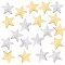 Brass Pendants, Star, Platinum & Golden, 36.5x38.5x1mm, Hole: 1.5mm, 2 colors, 10pcs/color, 20pcs/box