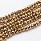Electroplate Glass Beads Strands, Faceted, Rondelle, Golden Plated, 10x7mm, Hole: 1mm, about 60~61pcs/strand, 46~48cm