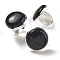 Synthetic Blue Goldstone Round Adjustable Rings, Lead Free & Cadmium Free, Silver Plated Brass Finger Rings for Women Men, Round: 28mm, Inner Diameter: 18mm