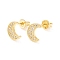 Clear Cubic Zirconia Crescent Moon Stud Earrings, Brass Jewelry for Women, Cadmium Free & Nickel Free & Lead Free, Real 18K Gold Plated, 8.5x7mm, Pin: 0.6mm