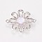 Brass Flower Links connectors, with Synthetic Opal Stamen, Platinum Plated, Misty Rose, 19x15.5x3.5mm, Hole: 1.2mm
