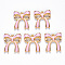 Alloy Enamel Pendants, Bowknot, Light Gold, Pearl Pink, 19.5x17.5x2.5mm, Hole: 1.5mm