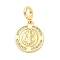 Brass Clear Cubic Zirconia European Dangle Pendants, Religion Large Hole Pendants, Real 16K Gold Plated, Flat Round, Cadmium Free & Lead Free, 25mm, Hole: 4.5mm, pendants: 18.5x16x2.5mm