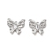 Glass Pendants, with Brass Findings, Butterfly, Real Platinum Plated, 14x16x3mm, Hole: 1.4mm