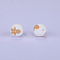 Christmas Printed Round with Gingerbread Man Pattern Silicone Focal Beads, White, 15x15mm, Hole: 2mm