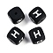 20Pcs Black Cube Letter Silicone Beads 12x12x12mm Square Dice Alphabet Beads with 2mm Hole Spacer Loose Letter Beads for Bracelet Necklace Jewelry Making, Letter.H, 12mm, Hole: 2mm