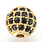 Brass Micro Pave Cubic Zirconia Beads, Cadmium Free & Lead Free, Round, Black, Golden, 8mm, Hole: 1.5mm