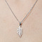 Non-Tarnish 201 Stainless Steel Hollow Leaf Pendant Necklace, Stainless Steel Color, 17.72 inch(45cm)
