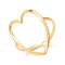 Ion Plating(IP) 201 Stainless Steel Open Cuff Ring, Hollow Love Heart Ring for Women, Real 18K Gold Plated, US Size 8 1/2(18.6mm), 2mm