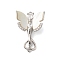 Brass Micro Pave Clear Cubic Zirconia Fold Over Clasps with Shell, Cadmium Free & Nickel Free & Lead Free, Butterfly, Platinum, 27mm, Hole: 1.2mm