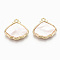 Natural Freshwater Shell Charms, with Real 18K Gold Plated Brass Findings, Nickel Free, Shell Shape, Creamy White, 12x13x1.5mm, Hole: 1mm