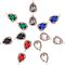 28Pcs 7 Colors Glass Pendants, with Brass Micro Pave Clear Cubic Zirconia Findings, Faceted, Teardrop, Light Gold, Mixed Color, 22x14x6mm, Hole: 2mm, 4pcs/color