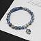 Natural Sodalite Charm Stretch Bracelets for Women Men, Heart, No Size