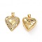 Brass Micro Pave Clear Cubic Zirconia Pendants, Cadmium Free & Lead Free, Heart, Golden, 21x17x6mm, Hole: 3.5x5mm
