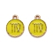 Alloy Enamel Pendants, Flat Round with Constellation/Zodiac Sign, Golden, Virgo, 15x12x2mm, Hole: 1.5mm