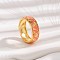 Brass Micro Pave Cubic Zirconia Finger Rings, with Enamel, Flower Pattern, Salmon, US Size 7(17.3mm)