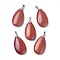 Synthetic Goldstone Pendants, with Brass Finding, Teardrop, 35x20x7.5~9mm, Hole: 4x3.5mm