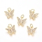 Brass Micro Pave Cubic Zirconia Pendants, Long-Lasting Plated, with Jump Ring, Butterfly, Clear, Real 18K Gold Plated, 13x13x2.5mm, Hole: 3mm