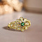 Flower Brass Micro Pave Cubic Zirconia Finger Rings for Women, Golden, 13mm, US Size 8(18.1mm)