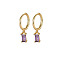 Real 18K Gold Plated 925 Sterling Silver Dangle Hoop Earrings for Women, Rectangle, Lilac, 19.8mm