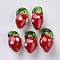 Handmade Lampwork Pendants, Strawberry, Red, 19~27x9~13x8~12mm, Hole: 2.5~7mm