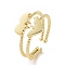 2Pcs 2 Style Brass Melting Heart Matching Couple Rings Set, Open Cuff Rings for Women, Cadmium Free & Lead Free, Golden, Inner Diameter: 16mm, 1Pc/style