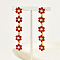 Real 18K Gold Plated Brass Micro Pave Cubic Zirconia Dangle Stud Earrings for Women, Flower, Red, 68x10mm