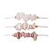 3Pcs 3 Styles Gemstone Braided Bead Bracelets, with Brass Beads, Chip, Inner Diameter: 2-7/8 inch(7.3cm), 1pc/style