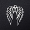 Non-Tarnish 304 Stainless Steel Pendants, Filigree Joiners Findings, Laser Cut, Wing, Stainless Steel Color, 22x18x1mm, Hole: 1.4mm