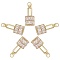 5Pcs Brass Micro Pave Clear Cubic Zirconia Pendants, Nickel Free, Lock, Real 18K Gold Plated, 23x11x5mm, Hole: 3mm