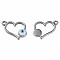 201 Stainless Steel Enamel Pendants, Heart with Evil Eye, Stainless Steel Color, White, 15x17x3mm, Hole: 1.6mm