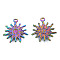 201 Stainless Steel Pendants, Sun, Rainbow Color, 22.5x20x2mm, Hole: 1.8mm