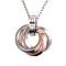 304 Stainless Steel Interlocking Ring Pendants, with Cubic Zirconia, Rose Gold & Stainless Steel Color, 25x22x12.5mm, Hole: 7mm