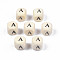Printed Natural Wood Beads, Horizontal Hole, Cube with Initial Letter, PapayaWhip, Letter.A, 10x10x10mm, Hole: 3.5mm, about 1000pcs/500g