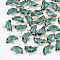 Transparent Glass Links connectors, with Brass Findings, Faceted, Half Round, Light Gold, Sea Green, 14x16x5mm, Hole: 1.2mm