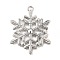 Alloy Pendants, Cadmium Free & Lead Free, Snowflake Charms, Platinum, 43x34x2mm, Hole: 2.5mm, about 165pcs/1000g