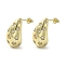 Brass with Cubic Zirconia Stud Earrings, Teardrop with Star, Lead Free & Cadmium Free, Long-Lasting Plated, Real 18K Gold Plated, 22x12mm