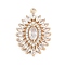Brass Micro Pave Cubic Zirconia with Glass Pendants, Cadmium Free & Nickel Free & Lead Free, Oval Charms, Real 18K Gold Plated, 26x18x4mm, Hole: 1.4mm