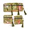 Chinese Style Floral Cloth Jewelry Storage Zipper Pouches, Square Jewelry Gift Case with Tassel, for Bracelets, Earrings, Rings, Random Pattern, Olive, 11.5x11.5x0.7cm