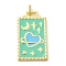 Brass Micro Pave Cubic Zirconia Pendant with Enamel, Cadmium Free & Nickel Free & Lead Free, Rectangle, Medium Aquamarine, 45.5x25.5x2.5mm, Hole: 4.5mm