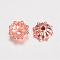 Alloy Fancy Bead Caps, Multi-Petal Flower, Rose Gold, 8x3mm, Hole: 1mm