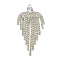 Brass Rhinestone Pendants, Cadmium Free & Lead Free, Silver, 60x28.5x6mm, Hole: 2.5mm