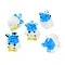 Handmade Lampwork Beads Strands, Chick, Dodger Blue, 16~17x17~17.5x14~14.5mm, Hole: 2.2mm, about 30pcs/strand, 18.50''~18.90''(47~48cm)