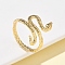 Brass Cuff Rings, Snake, Cadmium Free & Lead Free, Rack Plating, Long-Lasting Plated, Real 18K Gold Plated, 18mm, US Size 7 3/4(17.9mm)