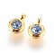 304 Stainless Steel Rhinestone Charms, September Birthstone Charms, Flat Round, Light Sapphire, 9.3x6.5x4mm, Hole: 2mm