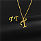 Golden Stainless Steel Initial Letter Jewelry Set, Stud Earrings & Pendant Necklaces, Letter T, No Size